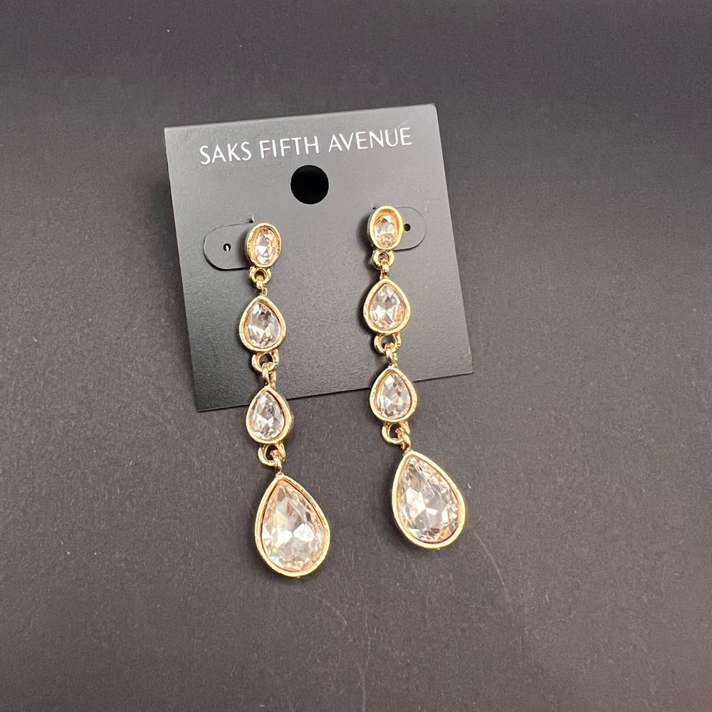 Saks Fifth Avenue Gold and Silver Crystal Earrings - Picture 7 of 9